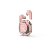 Auriculares Gembird inalámbricos Bluetooth TWS con batería LCD y micrófono rosa