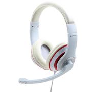 Auriculares Gembird MHS-03-WTRD con cable jack 3,5 mm, micrófono boom, para llamadas y música, rojo y blanco