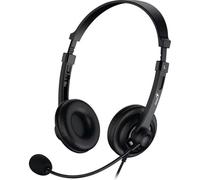 Auriculares Genius HS-230U con cable USB-C para oficina con micrófono flexible y control de volumen negros