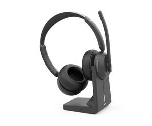 Auriculares Hama BT-800 inalámbricos Bluetooth para oficina y call center con micrófono ajustable y base de carga, color negro