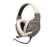 Auriculares Hama SoundZ 333 con cable USB-A para gaming con micrófono y control de volumen beige y marrón