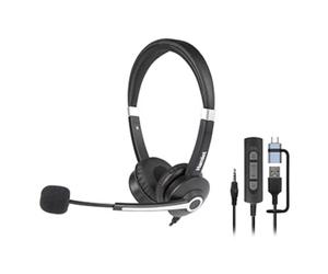 Auriculares Hamlet HHEADM-UJX con cable USB-C y jack 3,5 mm para llamadas y música negros