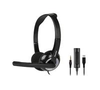 Auriculares Hamlet HHEADMUS-CJ con cable USB-C y jack, para oficina y call center, negros