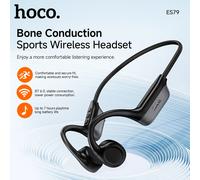 Auriculares HOCO ES63 de Conducción Aérea, Auriculares Bluetooth con Bajos, Auriculares Deportivos con Gancho para la Oreja, con Micrófono, Negros Negro