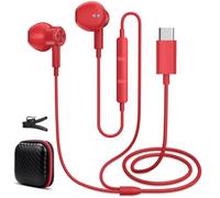 Auriculares In Ear con Cable y Microfono para xiaomi Poco X8 Pro REDMI Note 15 Pro+ 17 /Galaxy S26 Ultra, Tipo-c Auriculares con Control de Volumen Honor 600 Lite x8d Magic8 Pro 400 200 Smart, Rojo