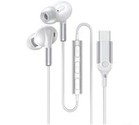 Auriculares in-ear USB-C Auriculares con cancelación activa de ruido con control de volumen y graves profundos para iPhone 15 Plus para iPad para Samsung 1.2m (blanco)