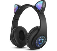 Auriculares inal?mbricos Bluetooth, auriculares est?reo plegables con orejas de gato y micr?fono incorporado, auriculares Bluetooth para ni?os, para t