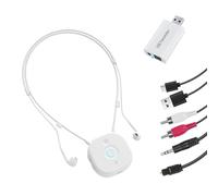 Auriculares Inalámbrico Independiente del Volumen L/R, Auriculares Semi-Intraauriculares con Cable Alrededor del Cuello, Con Transmisor USB para TVs, Teclas Grandes para Personas Mayores, Blanco