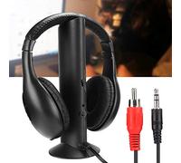 Auriculares Inalámbricos, 5 en 1 Auriculares Inalámbricos con Soporte de Carga para TV DVD VCD MP3, FM Auriculares Inalámbricos Micrófono Incorporado Auriculares Auriculares con