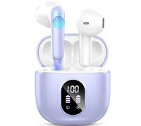 Auriculares Inalambricos, Auriculares Bluetooth 5.3 HiFi Estéreo, 50H Cascos Inalambricos Bluetooth con 4 HD Mic,2024 Audifonos Inalambricos Cancelacion de Ruido ENC/Pantalla LED//USB-C/Morado