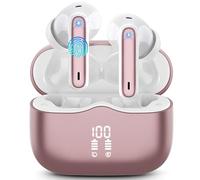 Auriculares Inalambricos, Auriculares Bluetooth 5.3 In Ear con 4 ENC Mic, Pantalla LED Doble Cascos Inalambricos HiFi Estéreo, In-Ear Earbuds Deportivos IP7 Impermeable, 40H, USB-C, Rose Gold