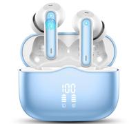 Auriculares Inalambricos, Auriculares Bluetooth 5.3 In Ear con 4 ENC Mic, Pantalla LED Doble Cascos Inalambricos HiFi Estéreo, In-Ear Earbuds Deportivos IP7 Impermeable, 40H, USB-C, Cielo Azul