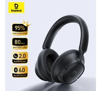 Auriculares Inalámbricos Baseus Bass BH1 NC Lite ANC con Cancelación de Ruido del 95%, Auriculares Bluetooth 6.0, 80H, Sobre la Oreja Black add pouch