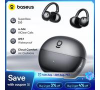 Auriculares Inalámbricos Baseus Bowie MC2 AIR con Clip, Auriculares Bluetooth 6.0, Diseño Abierto, 4 Micrófonos ENC, Auriculares Deportivos Earring Set Black