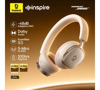 Auriculares Inalámbricos Baseus Inspire XH1 ANC con Bluetooth 6.1, Cancelación de Ruido Adaptativa de 48dB, Auriculares de Alta Resolución LDAC, 100 Horas de Sonido por Bose Starlight Off-White