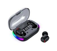 Auriculares inalámbricos Bluetooth 5.3. AI-007 Auriculares Bluetooth 5.3 Micrófono HiFi Estéreo Pantalla LED, Reducción de Ruido, Control táctil, IPX7 Impermeable Cascos Negros