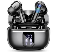 Auriculares inalámbricos, Bluetooth 5.4, auriculares estéreo de graves con 4 micrófonos ENC con cancelación de ruido, tiempo de reproducción de 38 horas con pantalla LED, auriculares inalámbricos