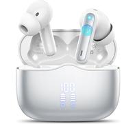 Auriculares Inalambricos Bluetooth, Auriculares Bluetooth 5.3 Ultraligero con 4 Mics, 2024 HD Estéreo Cascos Inalambricos Cancelación de Ruido ENC, USB-C, Auriculares in Ear 40H IPX7 Impermeable,Plata