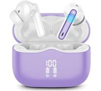Auriculares Inalámbricos Bluetooth, Auriculares Bluetooth 5.4, 40H HD Estéreo Cascos Inalambricos con 4 Mic, Reducción de Ruido, IP7 Impermeable con Pantalla LED, Carga Rápida, Ajuste Cómodo, Púrpura