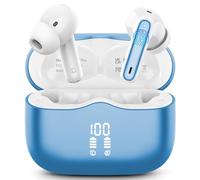 Auriculares Inalámbricos Bluetooth, Auriculares Bluetooth 5.4, 40H HiFi Estéreo Cascos Inalambricos con 4 Mic, Reducción de Ruido, IP7 Impermeable Audifonos con Pantalla LED, Carga Rápida Azul glaciar