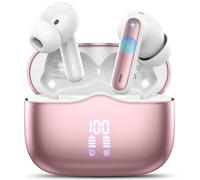 Auriculares Inalámbricos Bluetooth, Auriculares Bluetooth 5.4, 40H HiFi Estéreo Cascos Inalambricos con 4 Mic, Reducción de Ruido, IP7 Impermeable con Pantalla LED, Carga Rápida, Ajuste Cómodo, Rosa