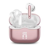 Auriculares Inalambricos Bluetooth, Auriculares Bluetooth 5.4 HiFi Estéreo con 4 HD Mic, 40H Cascos Inalambricos Bluetooth con 4 ENC Reducción de Ruido, IP7 Impermeablem Cascos, Pantalla LED, Rosa
