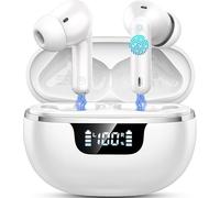 Auriculares Inalambricos Bluetooth, Cascos Inalambricos Bluetooth 5.4 HiFi Estéreo, 45 Horas Auriculares inalámbricos con ENC Cancelacion Ruido, Pantalla LED/Carga Rápida Tipo-C, Blanco brillante