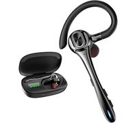 Auriculares inalámbricos Bluetooth con micrófono de cancelación de ruido de 160 horas, tiempo de espera, manos libres, auriculares de oído único para iPhone, Android, Samsung, teléfonos celulares, PC,