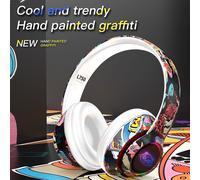 Auriculares inalámbricos Bluetooth para juegos Livrdious con luces LED de grafiti, micrófono incorporado, compatibles con iOS y Android.