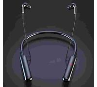 Auriculares inalámbricos con banda para el cuello, graves pesados, 60 horas de funcionamiento, visualización de potencia, llamadas claras de IA para oficina, viajes, negro (negro frío)