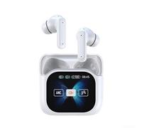 Auriculares inalámbricos con cancelación activa de ruido y control táctil para música y llamadas, color negro, funda de carga compacta incluida (blanco)