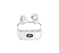 Auriculares inalámbricos con pantalla digital 5.3 que muestra el estado de la batería, clip no intrauditivo para un ajuste seguro y uso inalámbrico de larga duración (blanco)