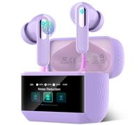 Auriculares Inalámbricos con Pantalla Táctil LED, 2026 Auriculares Bluetooth 5.4 HiFi Estéreo con HD Mic, 48H Cascos Inalambrico con Reducción de Ruido ANC+ENC, 5 Modos EQ, IP7 Impermeable, Morado