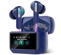 Auriculares Inalámbricos con Pantalla Táctil LED, 2026 Auriculares Bluetooth 5.4 HiFi Estéreo con HD Mic, 48H Cascos Inalambrico con Reducción de Ruido ANC+ENC, 5 Modos EQ, IP7 Impermeable, Azul