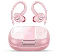 Auriculares Inalambricos Deportivos,48H Auriculares Bluetooth 5.3 HiFi Estéreo, con Reducción de Ruido CVC8.0,Cascos Inalambricos Bluetooth con Gancho, IPX7 Impermeable Running Auriculares, Rosa Claro
