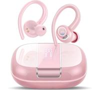 Auriculares Inalambricos Deportivos,48H Auriculares Bluetooth 5.3 HiFi Estéreo,con Reducción de Ruido CVC8.0,Cascos Inalambricos Bluetooth con Gancho,IPX7 Impermeable Running Auriculares,Rosa Claro