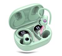 Auriculares Inalambricos Deportivos, Auriculares Bluetooth 5.3 con HD Mic HiFi Estéreo, 50H Cascos Inalambricos Bluetooth con Cancelacion Ruido ENC, IP7 Impermeable Cascos para Running, USB-C, Verde