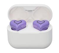 Auriculares Inalámbricos en Forma de Corazón con Estilo 5.3 Sonido Estéreo HiFi con Micrófono para Viajeros Que Hacen Ejercicio, PC ABS 2x5-6 Horas de Reproducción de Música (Purple)
