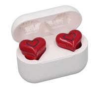 Auriculares Inalámbricos en Forma de Corazón con Estilo 5.3 Sonido Estéreo HiFi con Micrófono para Viajeros Que Hacen Ejercicio, PC ABS 2x5-6 Horas de Reproducción de Música (Rojo)