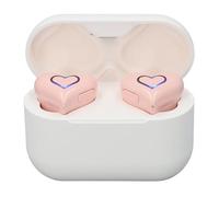 Auriculares Inalámbricos en Forma de Corazón con Estilo 5.3 Sonido Estéreo HiFi con Micrófono para Viajeros Que Hacen Ejercicio, PC ABS 2x5-6 Horas de Reproducción de Música (Pink)