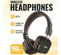 Auriculares Inalámbricos HOCO Retro de Cuero PU con Bluetooth 5.4, Auriculares HiFi Estéreo de Moda, Auriculares Supraaurales para Exteriores y Oficina Brown