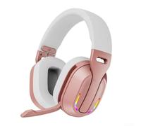 Auriculares inalámbricos para juegos B500 con conexión RGB 5.4 para efectos de iluminación, tiempo de ejecución de 60 horas, ajuste cómodo para PC, portátil, tablet, rosa (dorado)