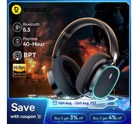 Auriculares Inalámbricos para Juegos Baseus GH02 con Micrófono, Auriculares Over-Ear, Bluetooth 5.3, Controlador de 40 mm, 2.4G/Inalámbricos/Cable, RGB Black