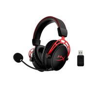 HyperX Cloud Alpha Wireless Auriculares Inalámbricos para Juegos de PC, Duración de la Batería de 300 Horas, Espuma Viscoelástica, Controladores de Doble Cámara, Color Negro y Rojo