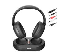 Auriculares Inalámbricos para TV, 2.4G y Bluetooth 5.3 Modo Dual Auriculares TV para Ancianos, Sin Retraso de Sincronización Labial, Aptos para Ancianos con Base Transmisión, Soporte Óptico/USB/RCA/BT