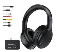 Auriculares Inalámbricos para TV para Mayores, 2.4G RF & Bluetooth 5.4 con Transmisor 5-en-1 (Salida Óptica/Coaxial/RCA/AUX/USB), 5 Modos EQ, Alcance 30m, 20H Autonomía, Over-Ear Plegables Regalo