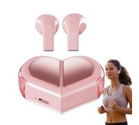 Auriculares inalámbricos Pink Heart | Mini Auriculares estéreo, Bonito Dispositivo de Audio intrauditivo, Estuche de Carga Compacto, Accesorio de Escucha de Estilo Kawaii, compañero de música de