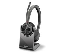 Auriculares inalámbricos Poly Voyager 4320 UC y soporte de carga - Audífonos estéreo con micrófono de brazo con cancelación de ruido - Conexión Bluetooth a PC/Mac/teléfono móvil - Teams (certificado)