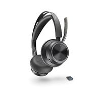 Auriculares inalámbricos Poly Voyager Focus 2 UC con micrófono (Plantronics) - Cancelación activa de ruido (ANC) - Conexión Bluetooth a PC/Mac/dispositivo móvil - Funciona con Teams, Zoom y más
