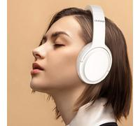 Auriculares inalámbricos supraaurales con cancelación activa de ruido (ANC) y Bluetooth 5.3, color blanco.